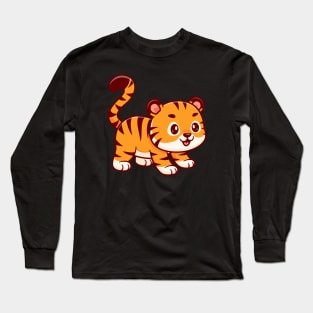 Cute Tiger Playing Cartoon Long Sleeve T-Shirt